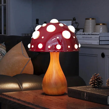 Luminária Cogumelo Manita - Luz LED Tricolor com Cabo USB ou AC, Estilo Natural para Quarto e Sala